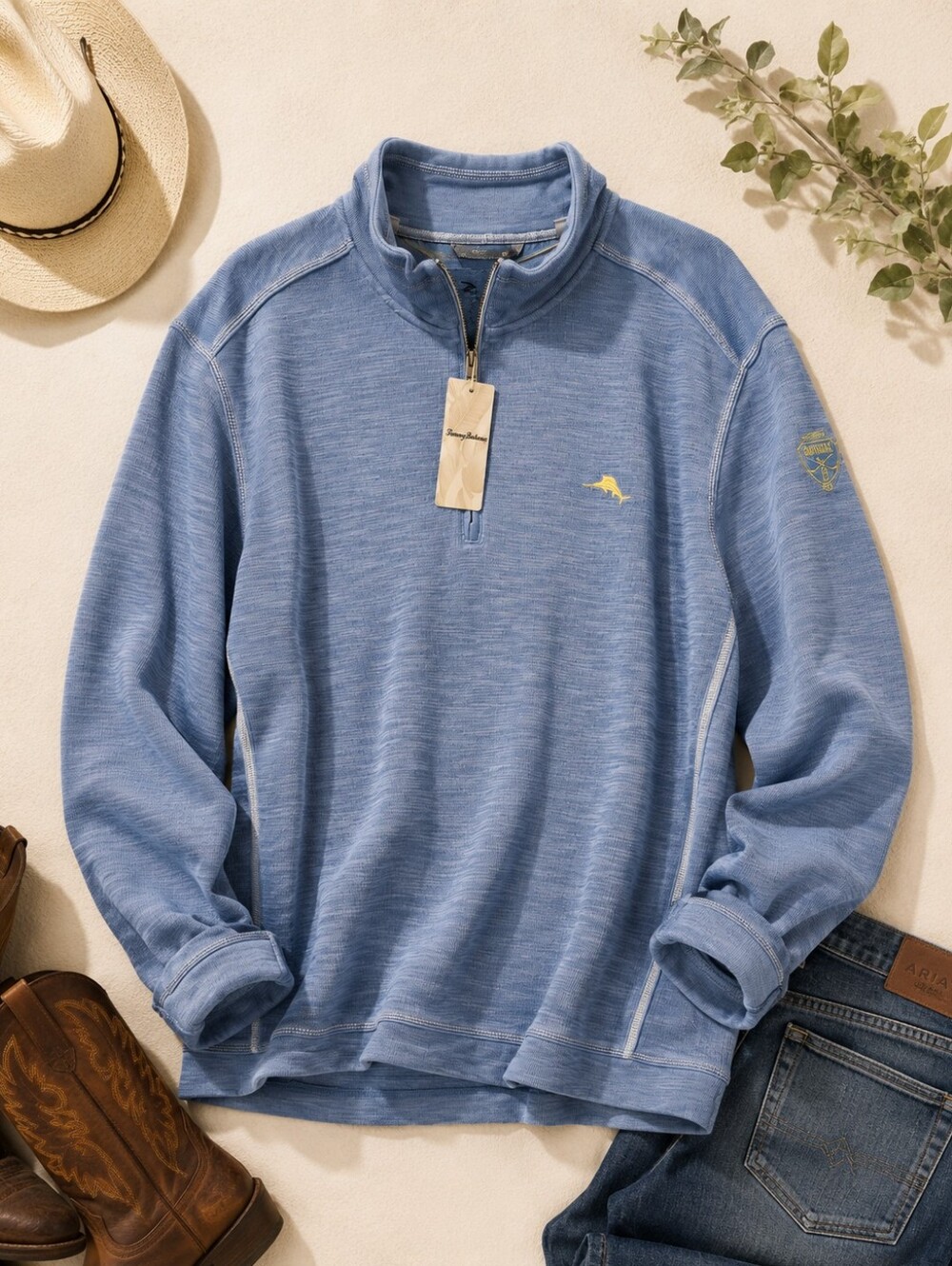 Tommy Bahama Topago Bay NWT blue 1/4 Zip L Sleeve Sweatshirt. Mens 2XL